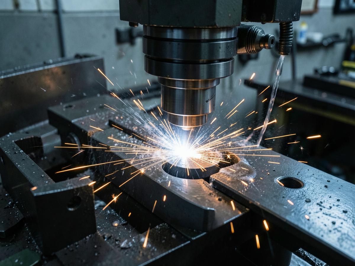 CNC-Bearbeitung eines Stahlbauteils